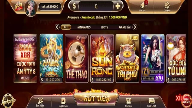 Sunwin Sunwin giao diện dễ trải nghiệm